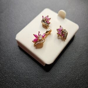 Elegant Gold and Pink Jewelry Set
